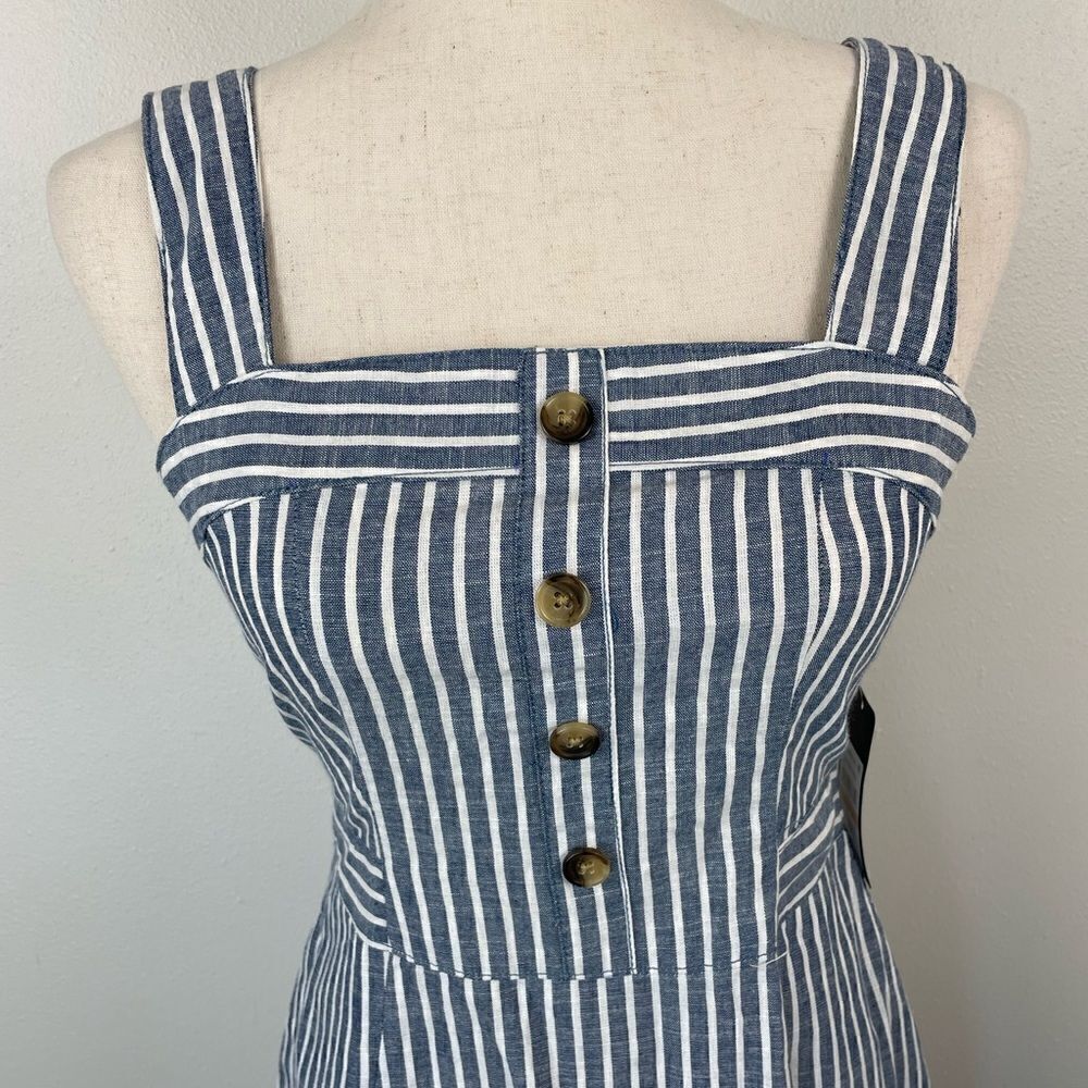 NWT RACHEL Rachel Roy Navy Blue and White Striped Midi Dress Size 2 - Picture 2 of 10